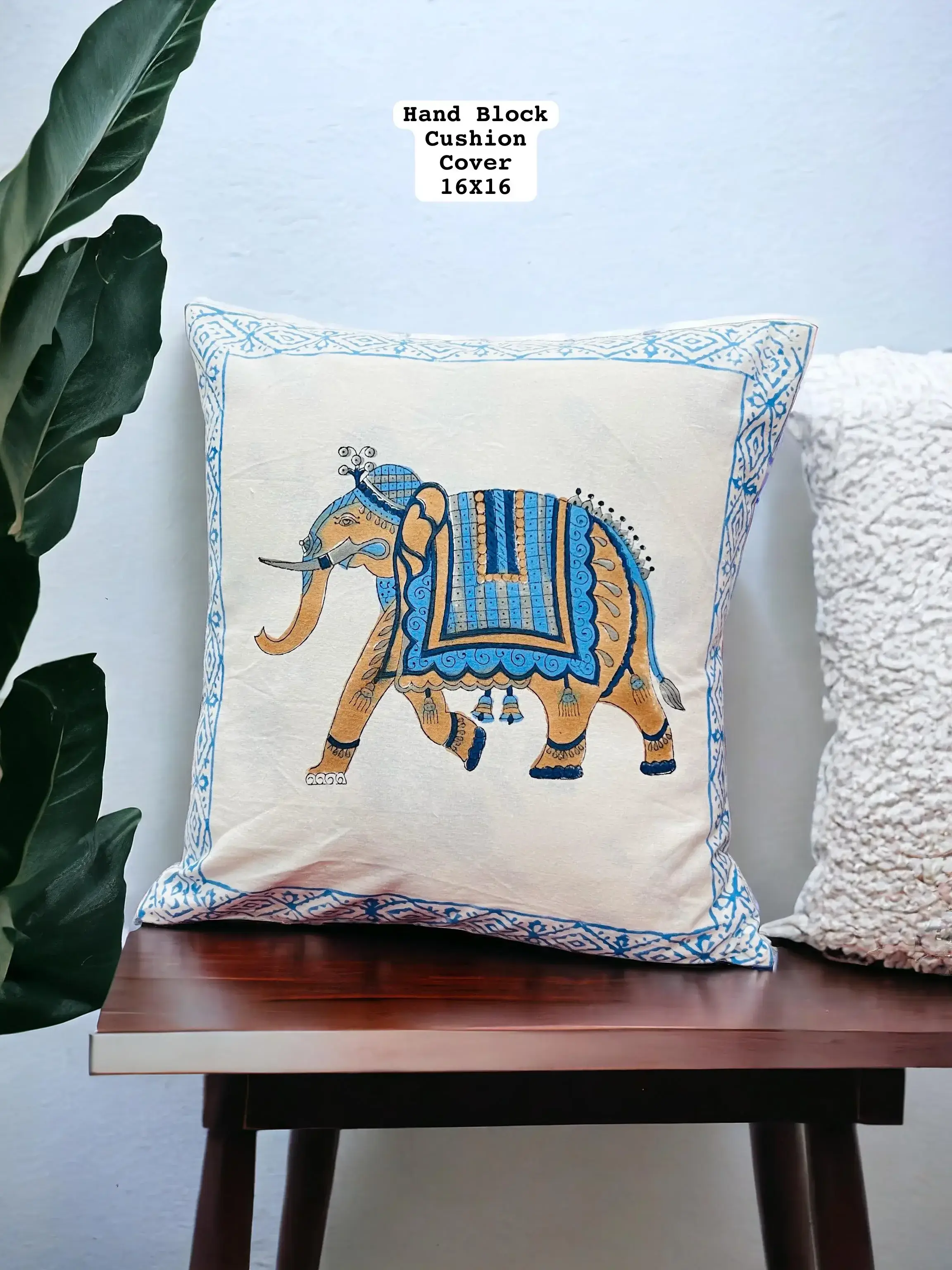 Elephant Hand Block Printed Cotton Cushion Covers-Jaipur Wholesaler