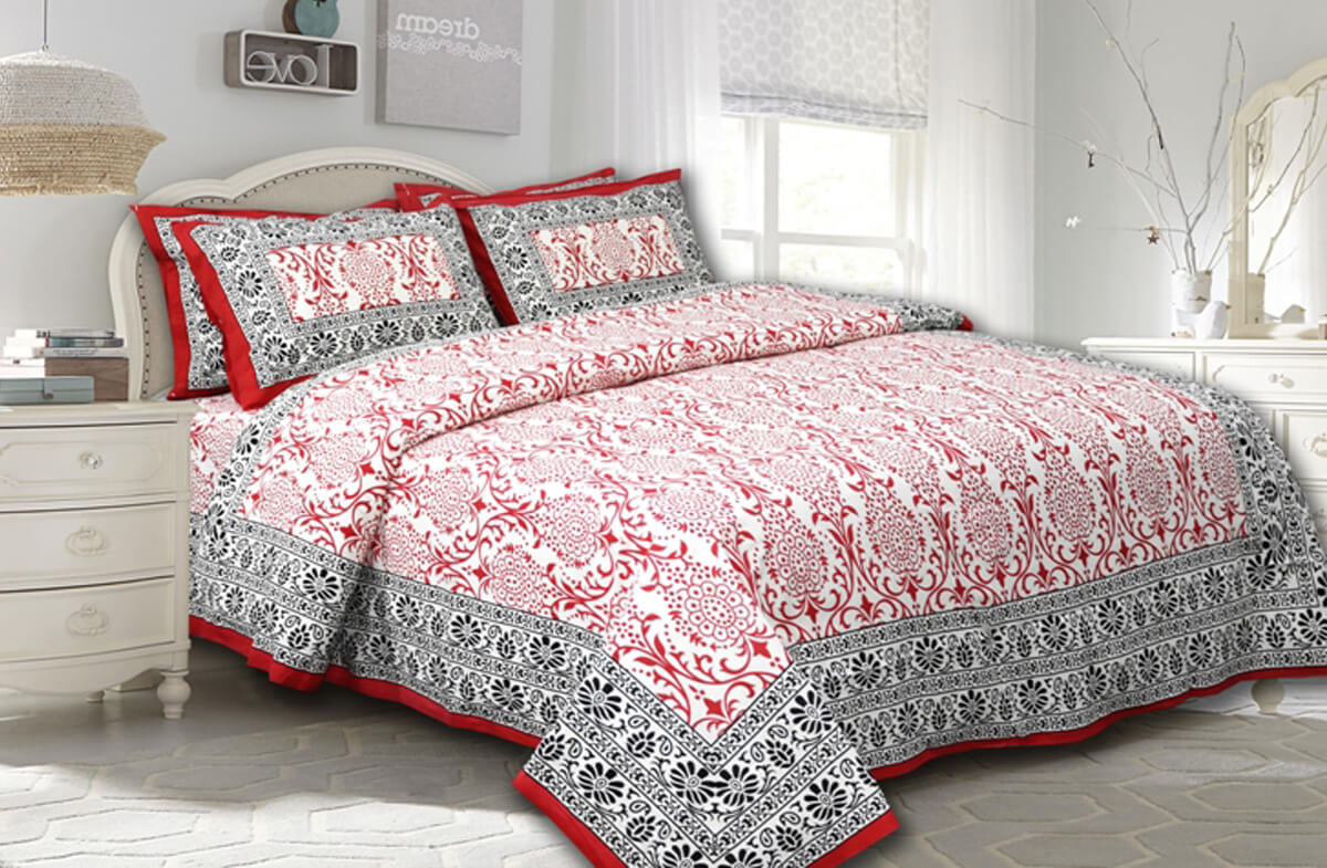 Jaipuri Multi Color Cotton Bedsheet 90X108