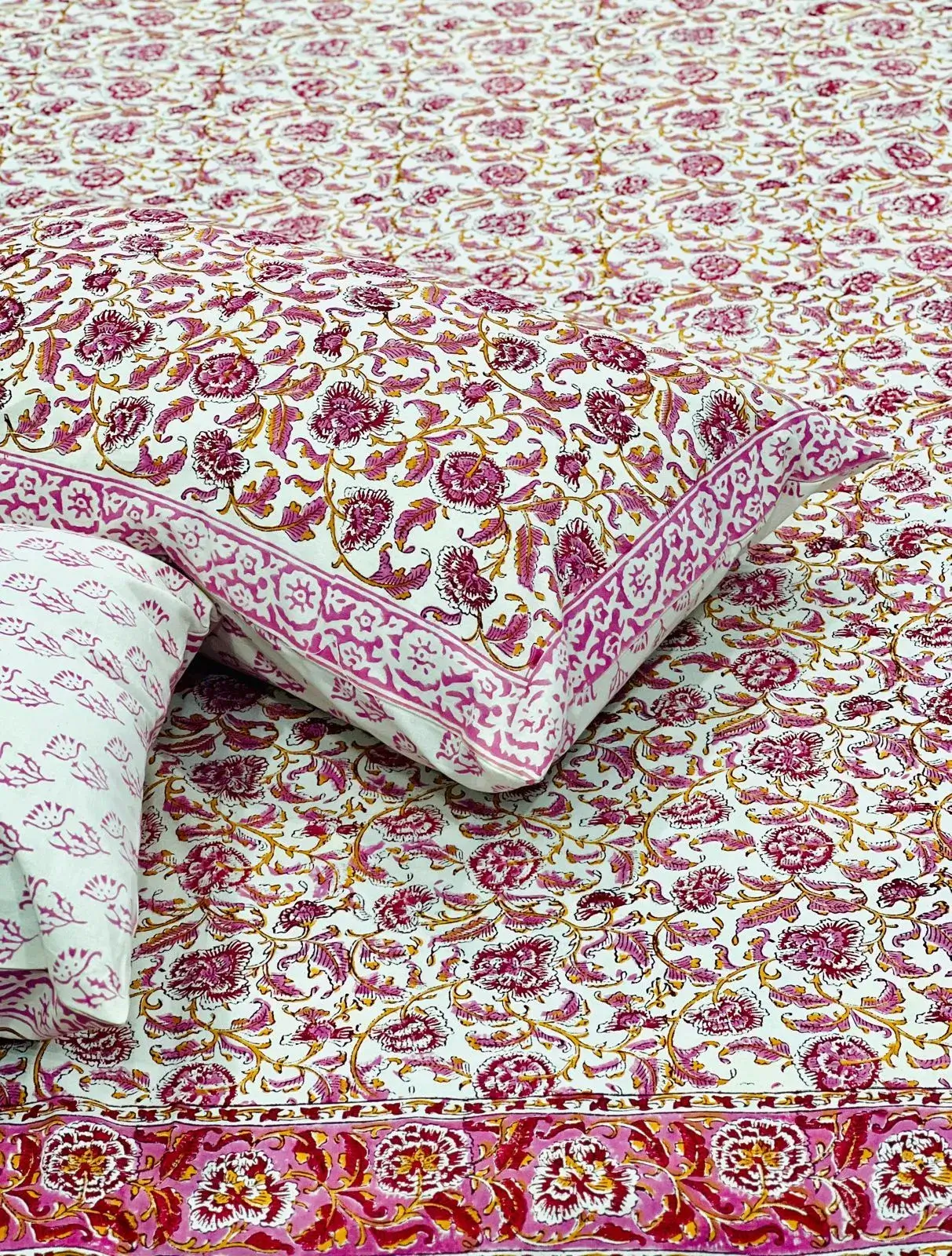 Pure Cotton Hand Block Print Bedsheet 93x108-Jaipur Wholesaler
