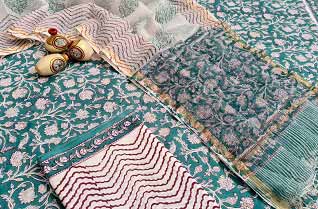 Cotton salwar suits with kota zari dupatta-Jaipur Wholesaler