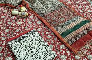 Cotton salwar suits with kota zari dupatta-Multicolor-Jaipur Wholesaler