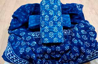 Hand block print Cotton suits with dupatta(chiffon)-Jaipur Wholesaler