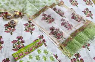 Salwar suits cotton Fabric with pure kota zari dupatta-Jaipur Wholesaler