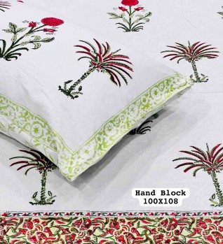 Cotton Hand Block Print Light Green Color Bedsheet-Jaipur Wholesaler