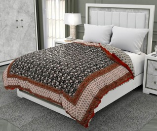 Cotton Jaipuri Printed Double Bed Quilt 90x100-Jaipur Wholesaler